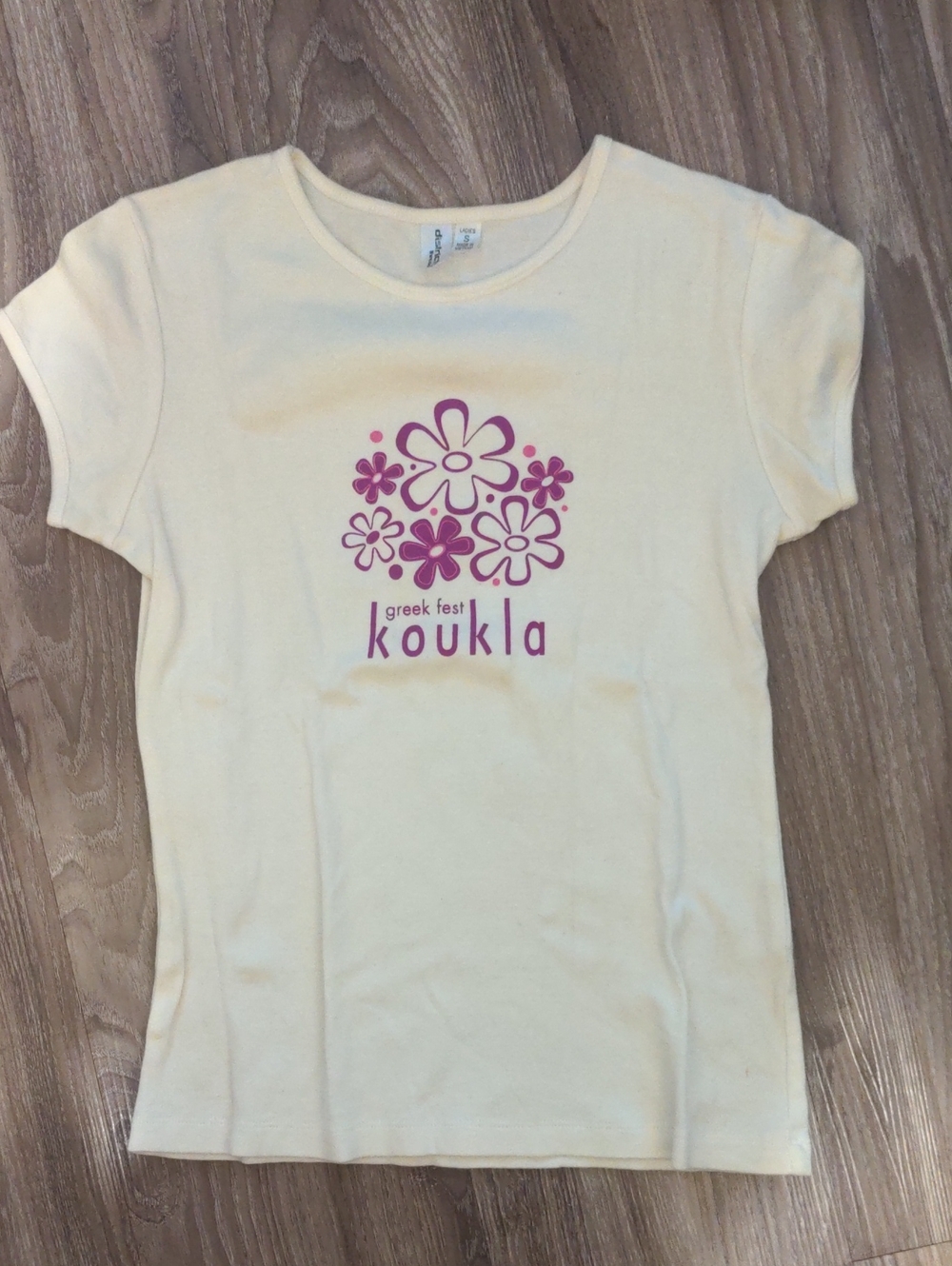 Greek Fest "Koukla" Short Sleeve Tee with Purple Floral Graphic American Greek